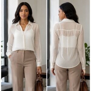 J. Crew Cream Polka dot Blouse (sz. 14)
